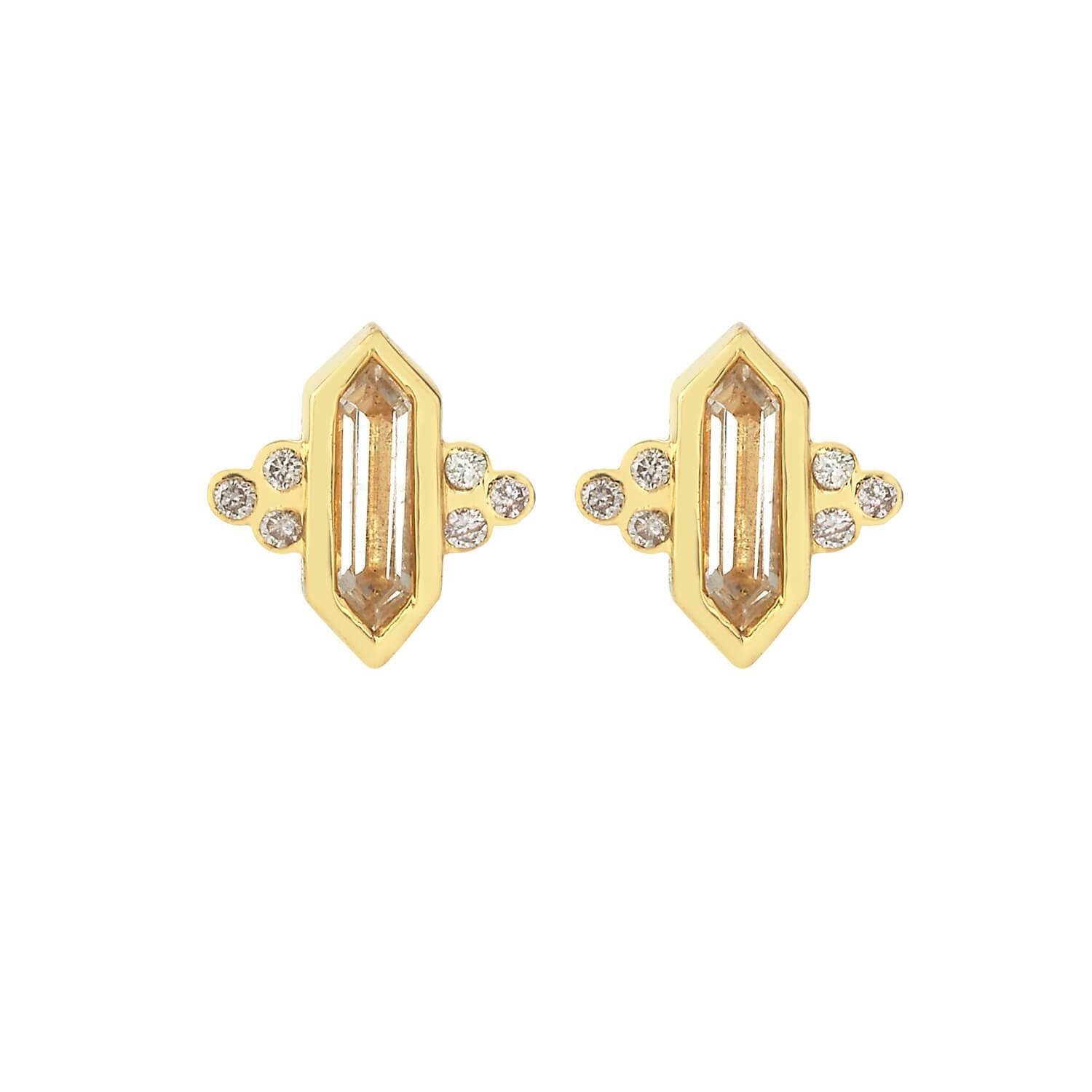 Zoe & Morgan 18 Karat Yellow Gold Morganite and Diamond Kalani Stud Earrings For Sale