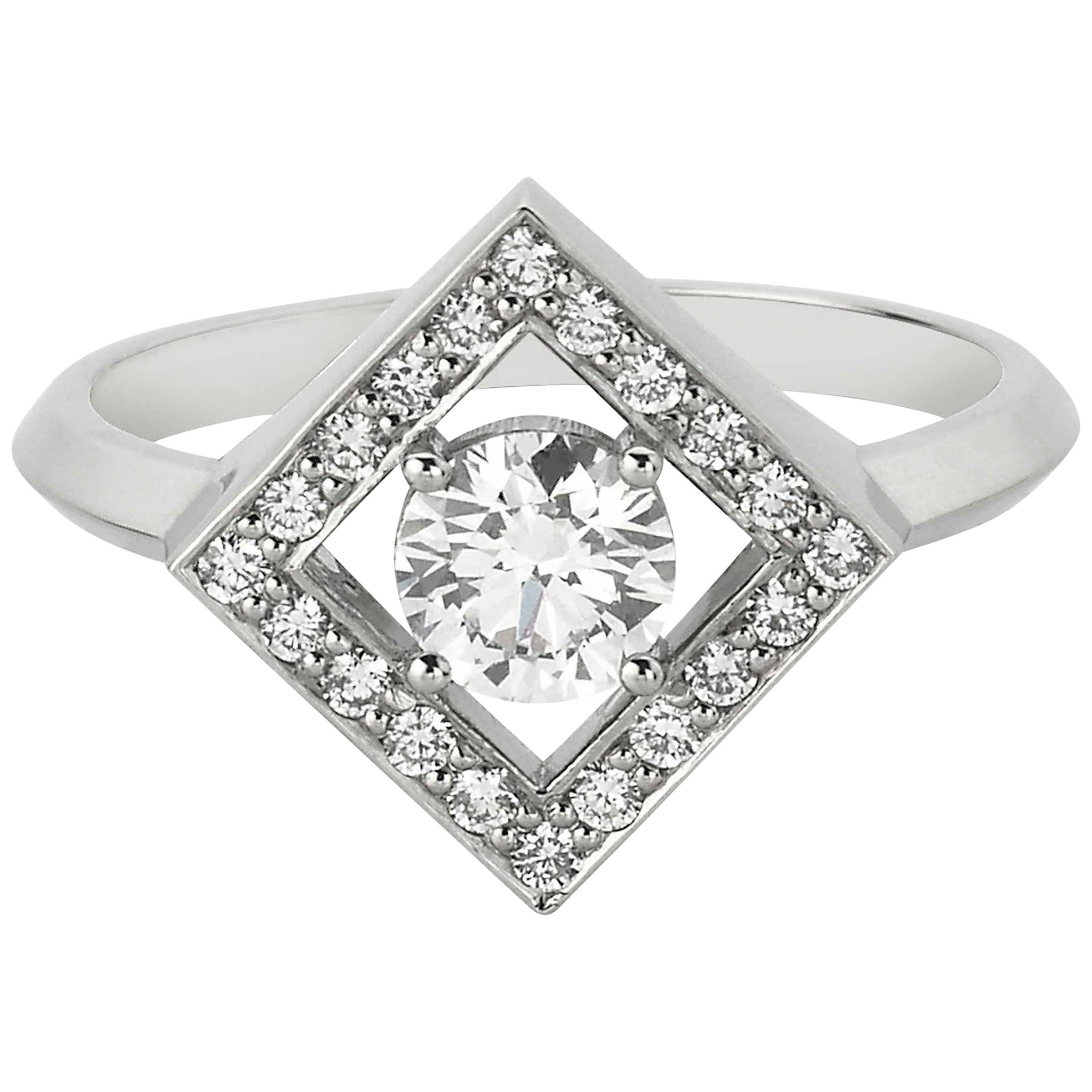 Zoe & Morgan Amavi 18 Karat White Gold Diamond Engagement Ring For Sale