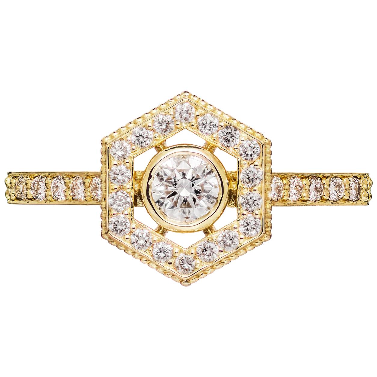 Zoe & Morgan Aretha 18k Yellow Gold Diamond Engagement Ring  For Sale