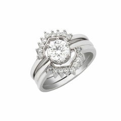 Zoe & Morgan Callida and Iris 18k White Gold Diamond Wedding Ring Set