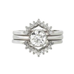 Zoe & Morgan Callida and Iris 18k White Gold Diamond Wedding Ring Set