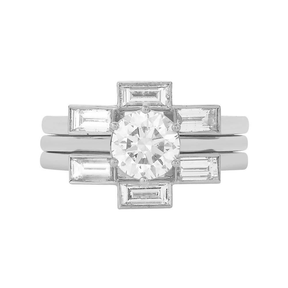Zoe & Morgan Callida and Kester 18k White Gold Diamond Wedding Ring Set  For Sale