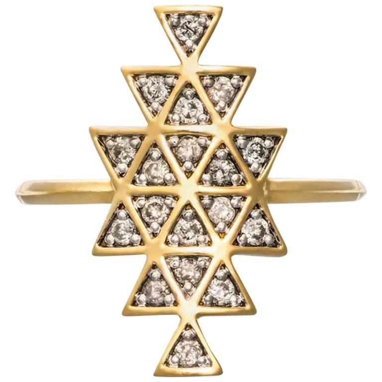 Zoe & Morgan Cosmic Union Yellow Gold Diamond Cocktail Ring  For Sale