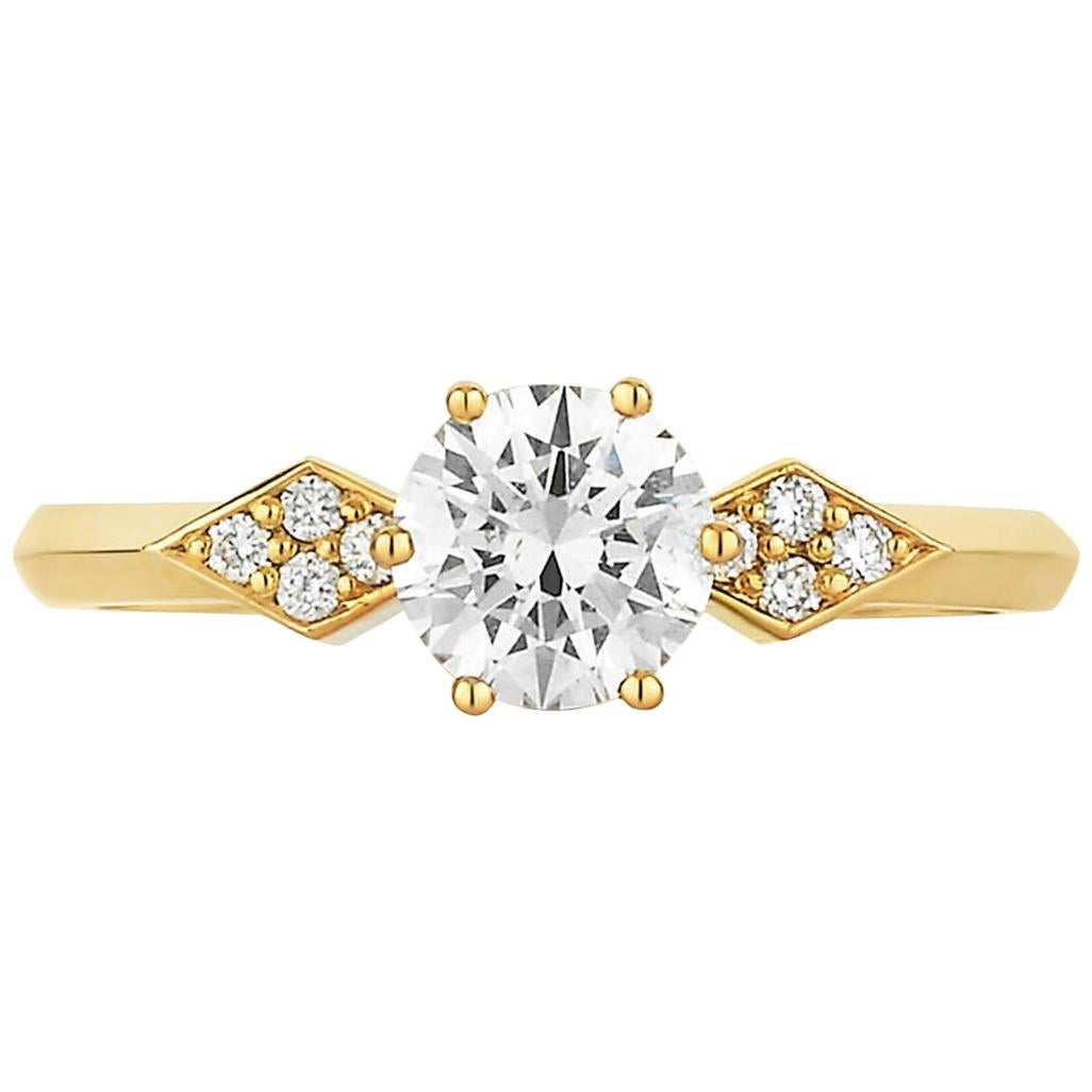 Zoe & Morgan Dahlia 18k Yellow Gold Diamond Engagement Ring  For Sale