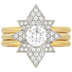 Zoe & Morgan Dahlia & Amara 18k Yellow Gold & Platinum Diamond Wedding Ring Set 