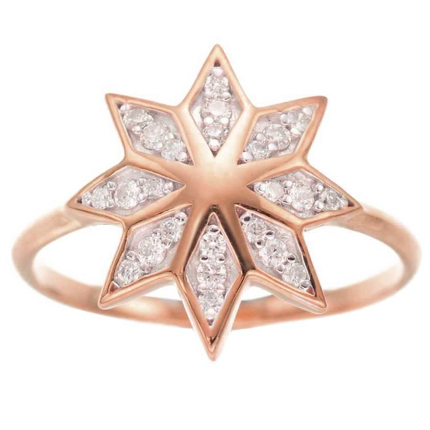 Zoe & Morgan Lakshmi Flower Rose Gold Diamond Ring For Sale