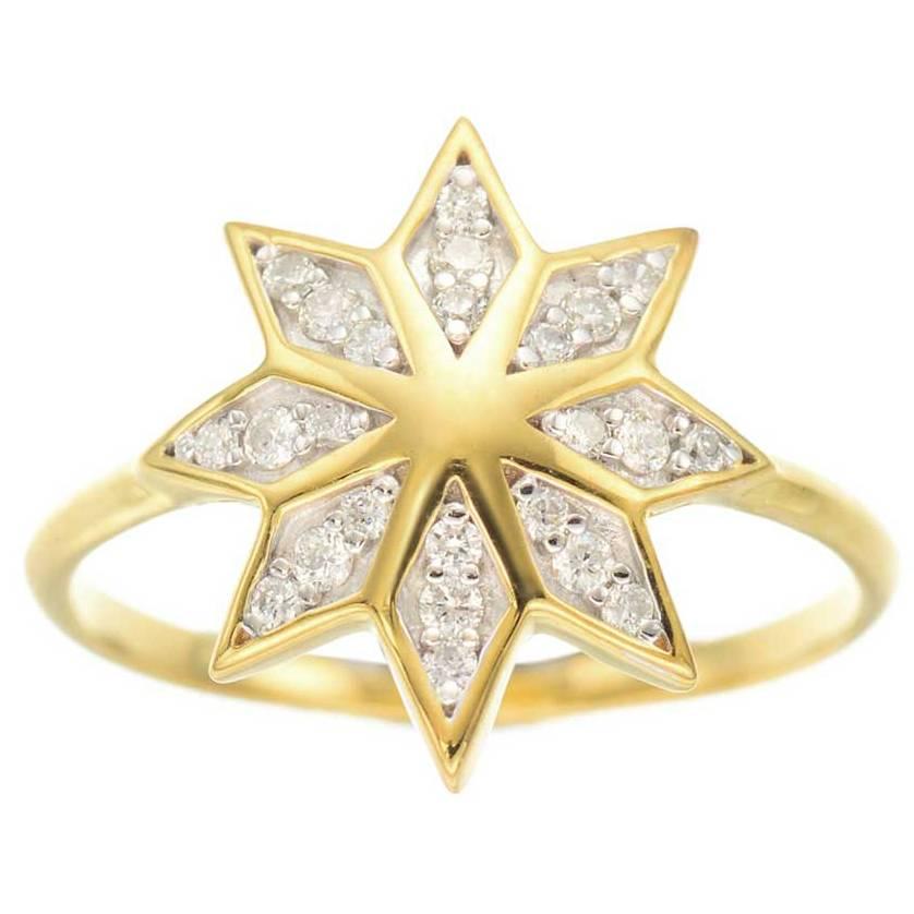 Zoe & Morgan Lakshmi Flower Yellow Gold Diamond Ring For Sale
