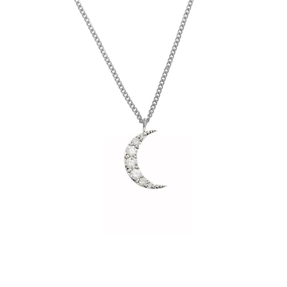 Zoe & Morgan White Gold Diamond Luna Necklace For Sale