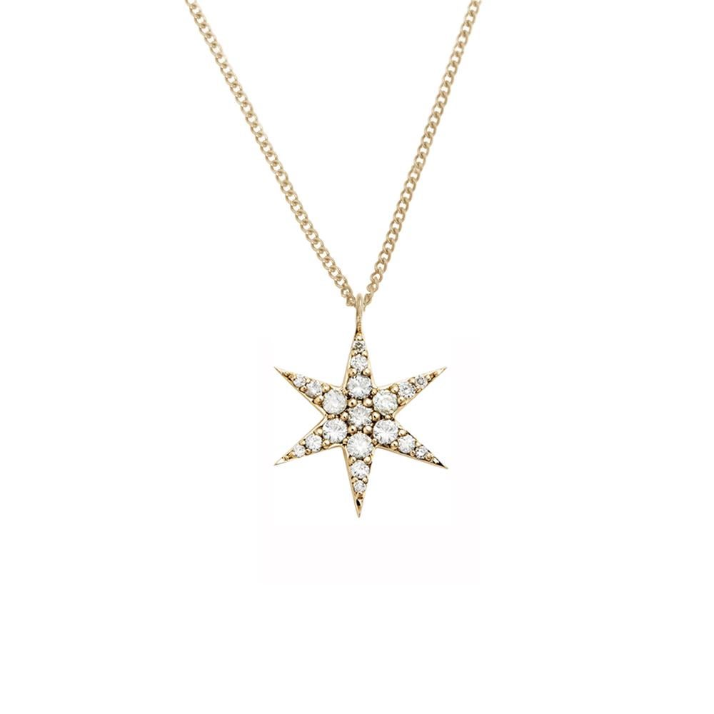 Zoe & Morgan Yellow Gold Diamond Anahata Star Necklace For Sale
