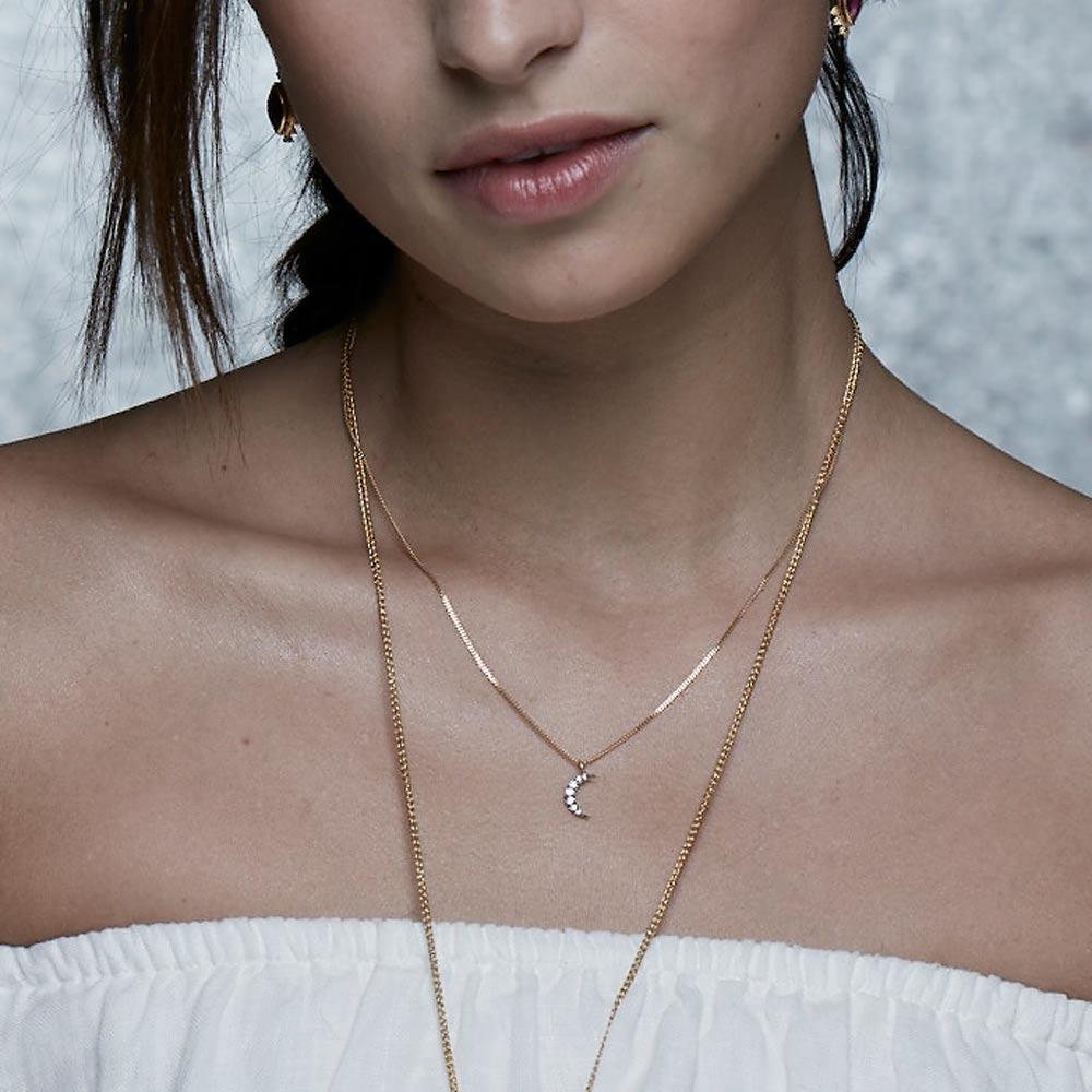Women's Zoe & Morgan Yellow Gold Diamond Luna Necklace For Sale