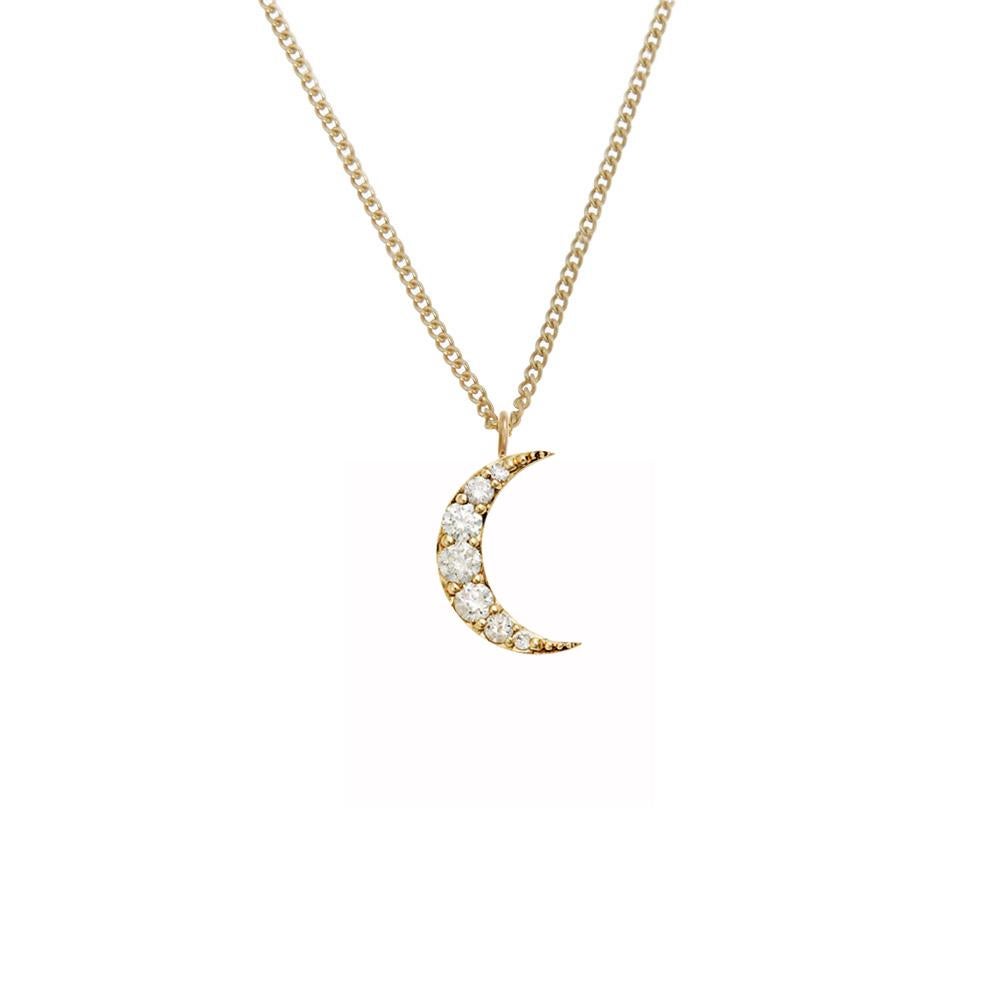Zoe & Morgan Yellow Gold Diamond Luna Necklace For Sale