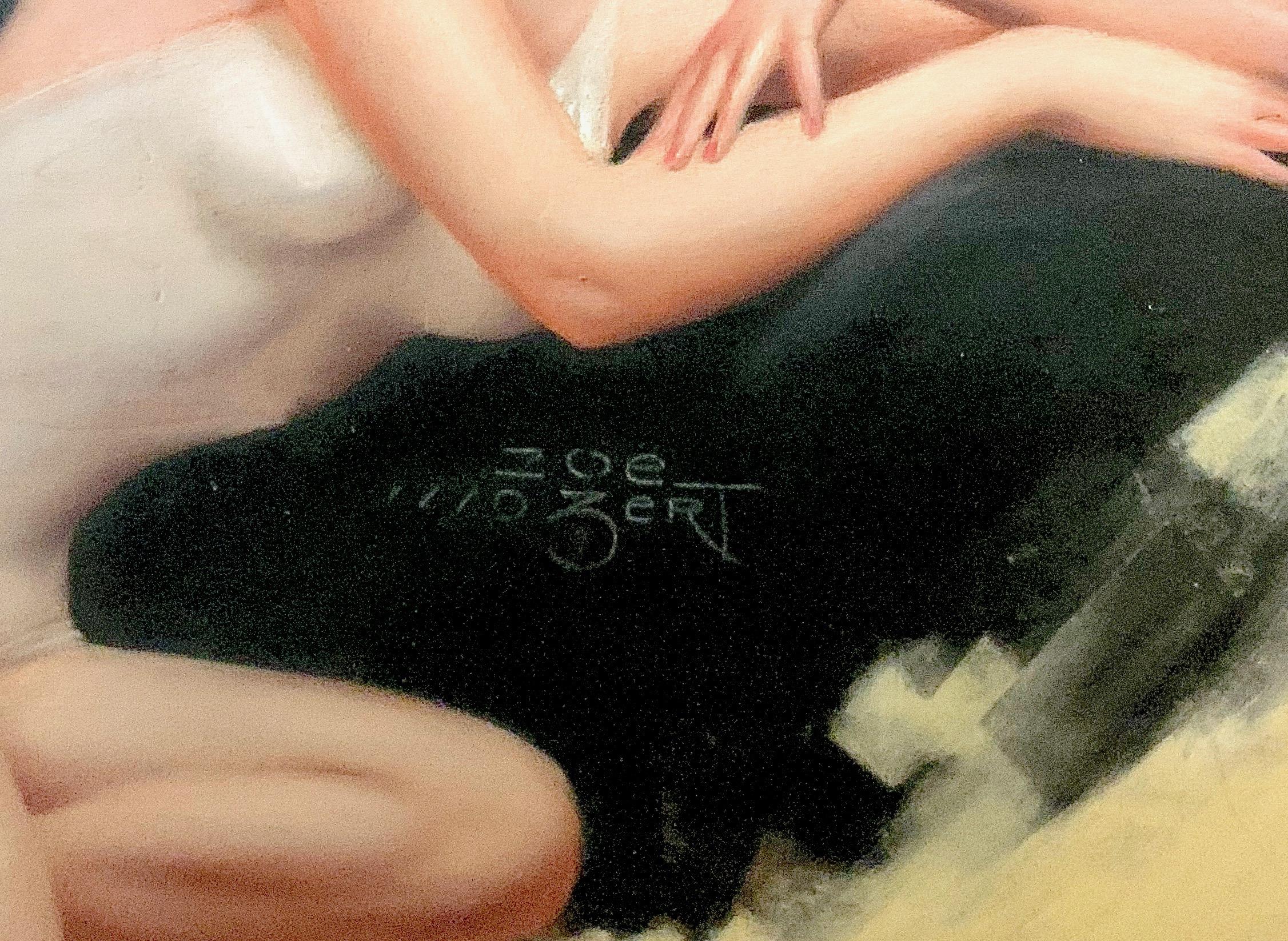 Mid-Century Modern Zoe Mozert American Pin-Up Girl Drawing in Pastel