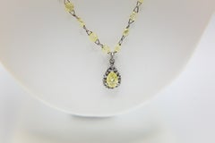 Zoe Platinum Yellow Diamond briolette Pendant Necklace