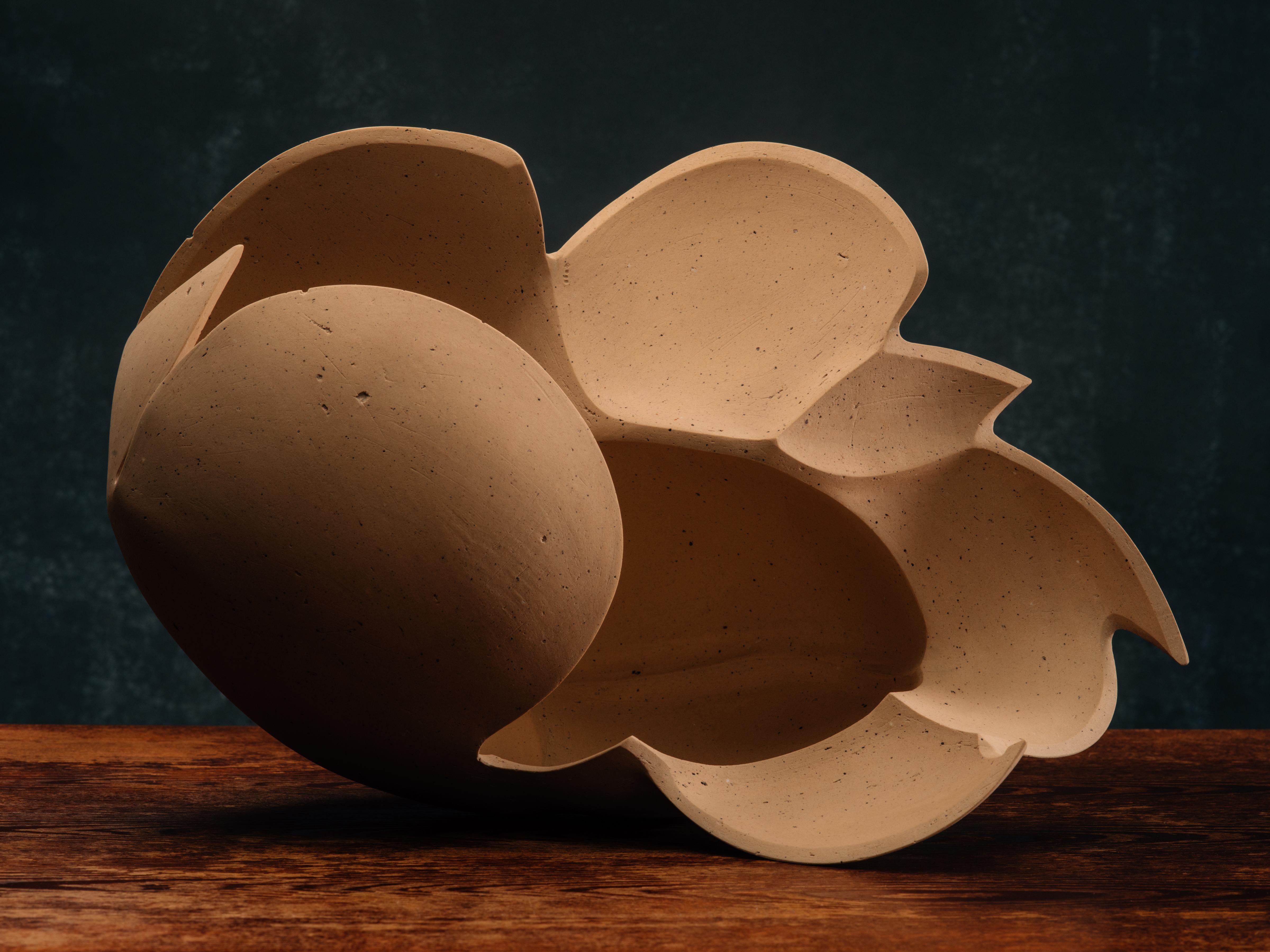 Title: Perianth 03
Year: 2021

Freeform ceramic sculpture made from a blend of porcelaneous and stoneware clays hand-collected by the artist in Minnesota. Its surface is hand-polished with diamond sandpaper to render a matte finish. Signed with