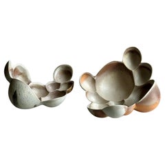 Zoë Powell, Pareja de vasijas de porcelana cocida en madera, serie Vestige