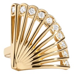 Zoe Ring, Yellow Gold and Diamond Fan Ring