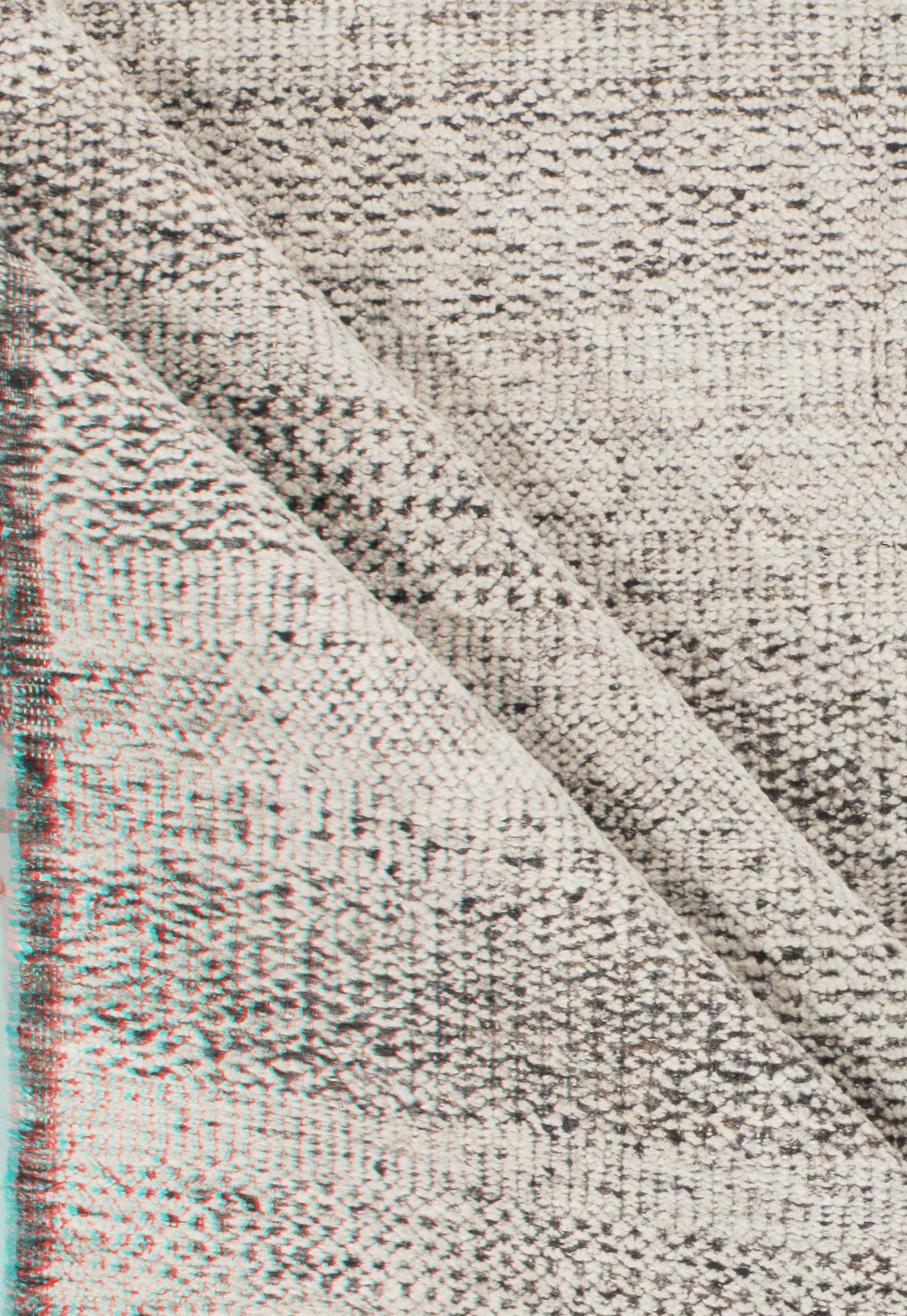 Zoe Rose Grass Moderner handgewebter Wollteppich in Schwarz und Elfenbein 12' X 15' im Zustand „Neu“ im Angebot in New York, NY