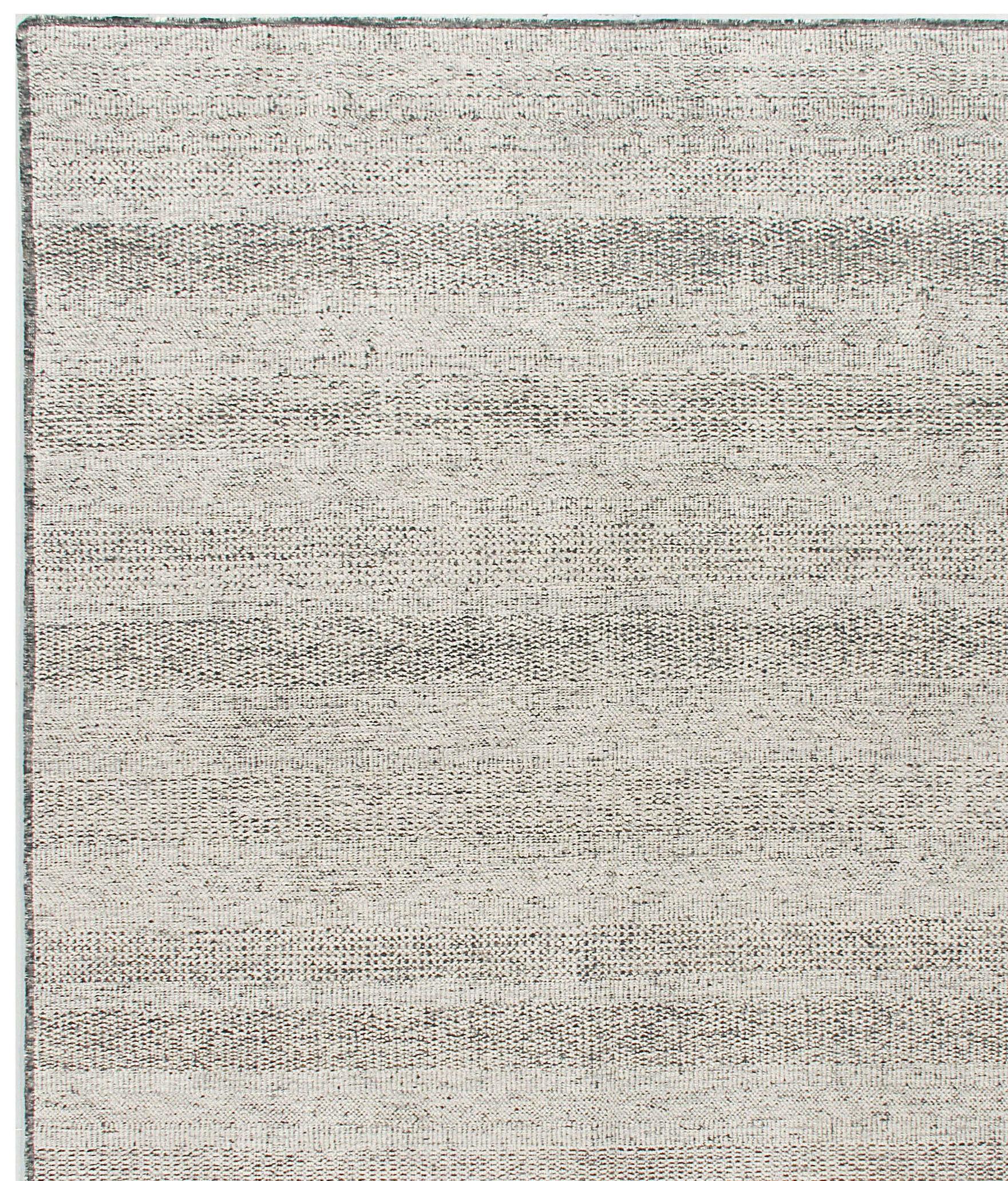 Zoe Rose Grass Moderner handgewebter Wollteppich in Schwarz und Elfenbein 12' X 15' (21. Jahrhundert und zeitgenössisch) im Angebot