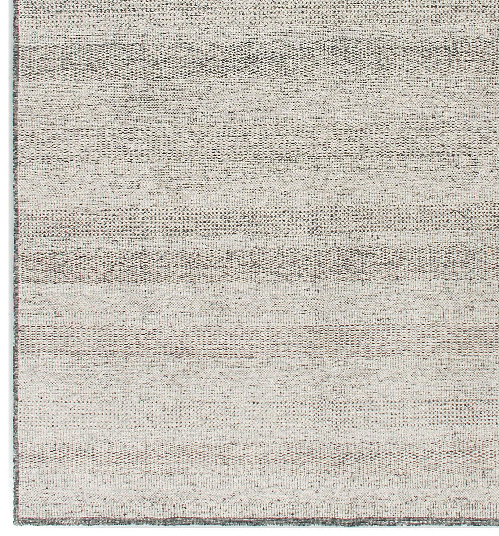 Zoe Rose Grass Moderner handgewebter Wollteppich in Schwarz und Elfenbein 12' X 15' (Wolle) im Angebot