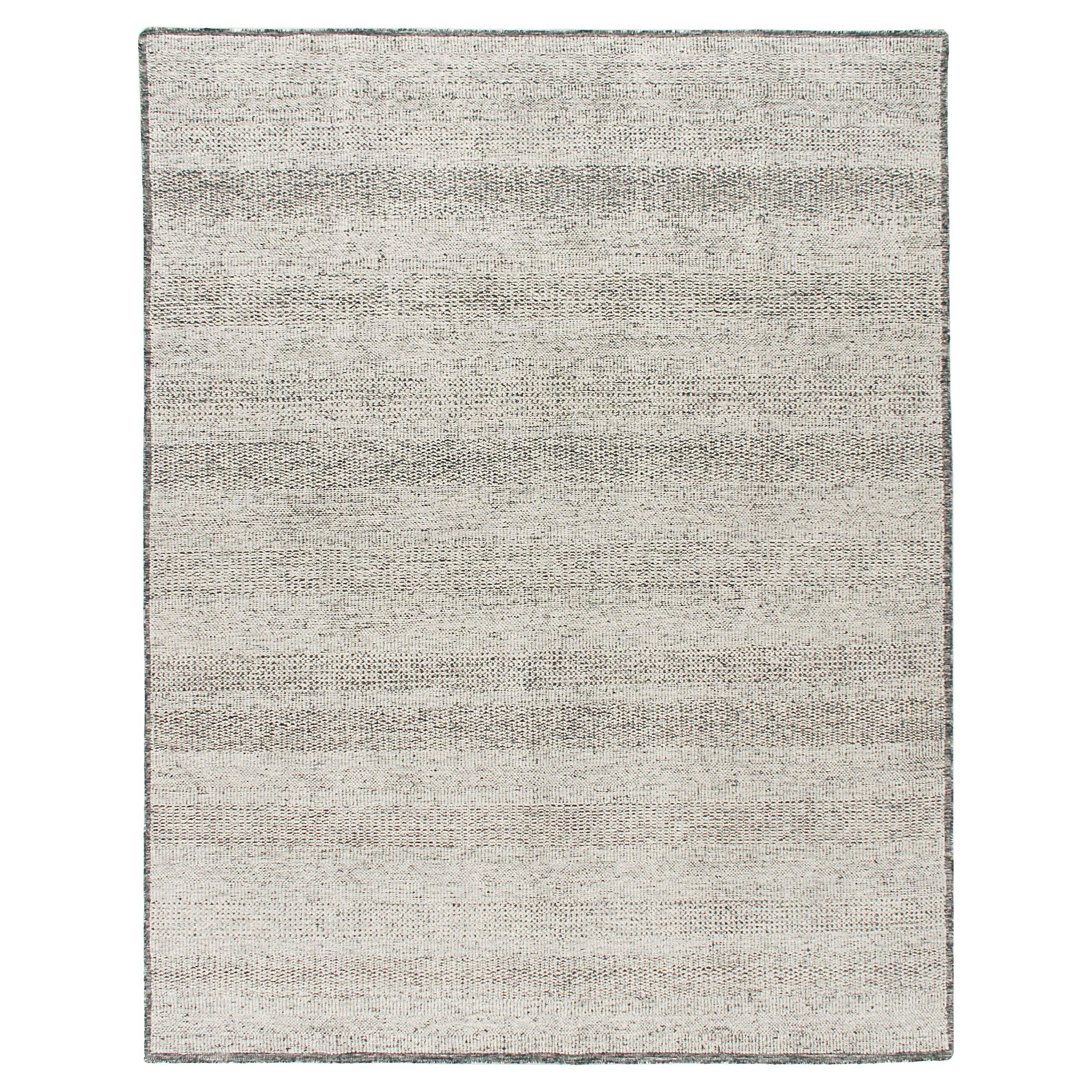 Zoe Rose Grass Moderner handgewebter Wollteppich in Schwarz und Elfenbein 12' X 15' im Angebot