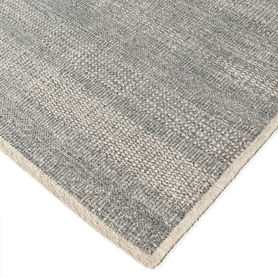Zoe Rose Grass Moderner handgewebter Teppich aus Wolle in Grau und Elfenbein 12' X 15' (Handgewebt) im Angebot