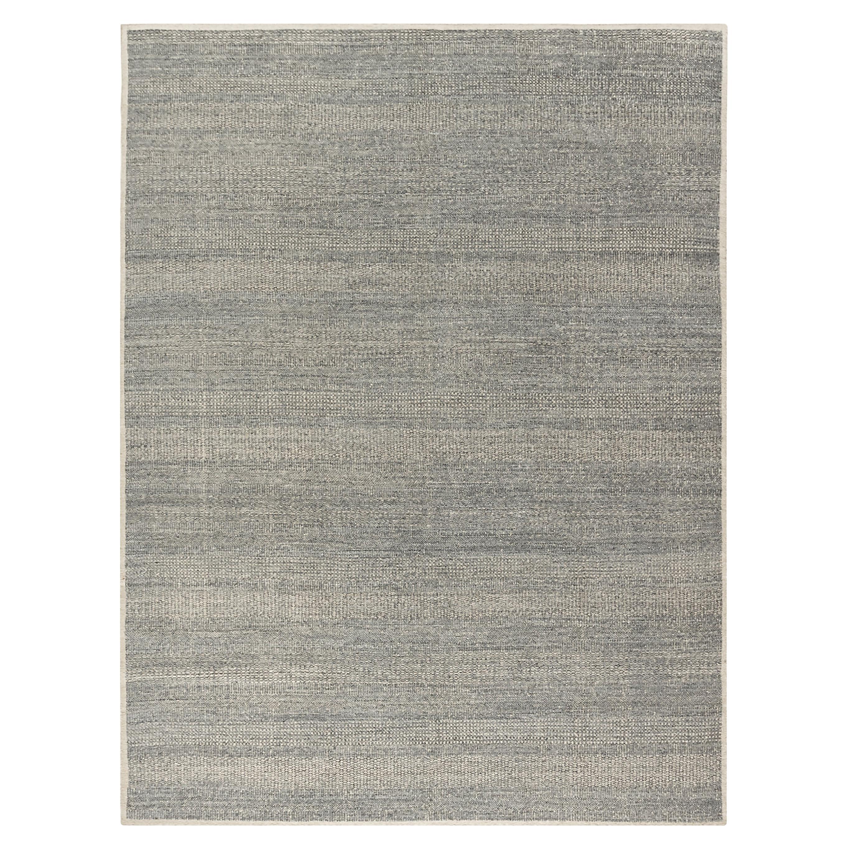 Zoe Rose Grass Moderner handgewebter Teppich aus Wolle in Grau und Elfenbein 12' X 15' im Angebot