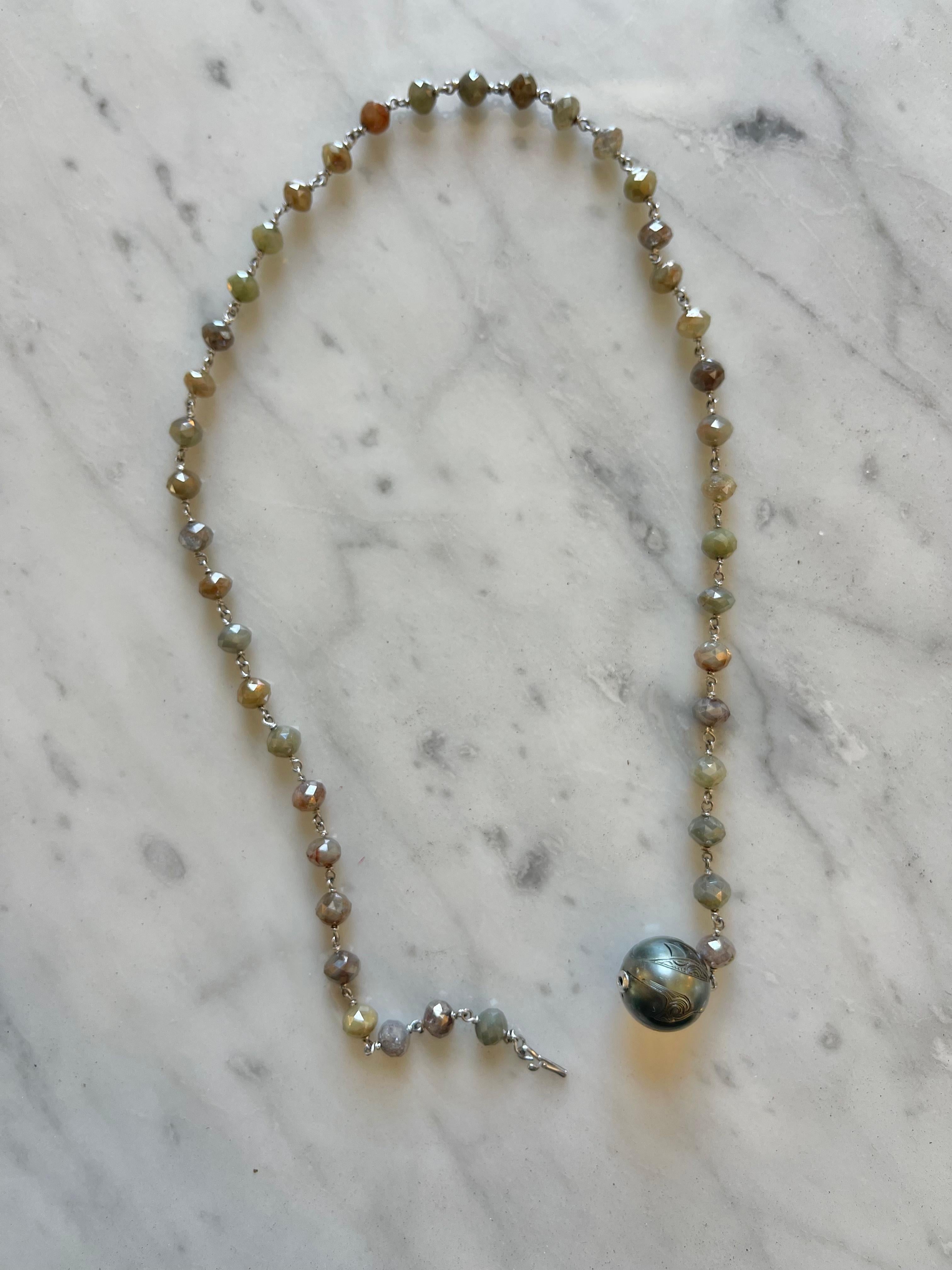 zoe x blueviewATELIER 100.80 Ct Opaque Diamond Platinum Pearl Necklace In New Condition In Pacific Palisades, CA