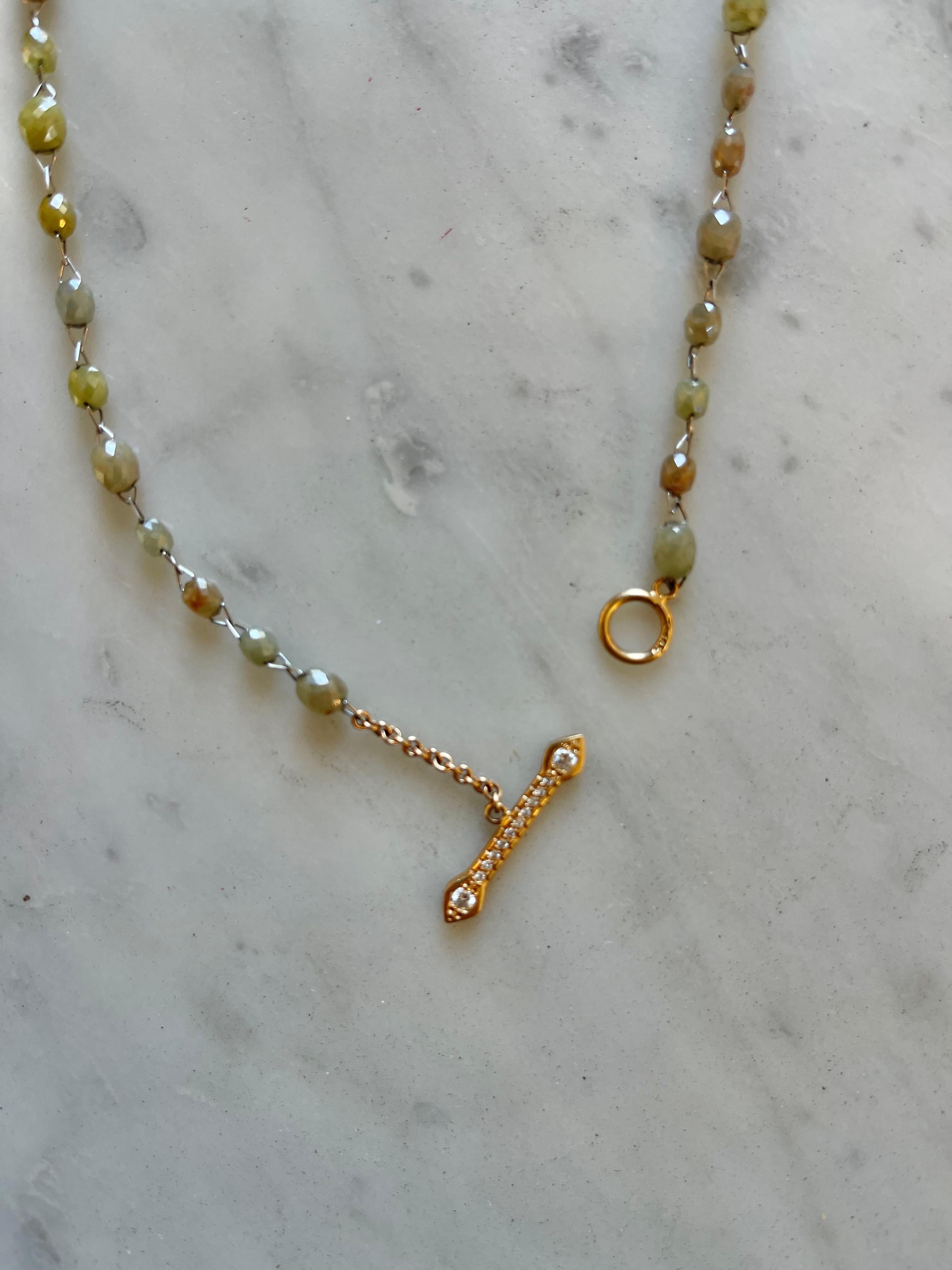 Zoe X Blueview Atelier 37 Ct Mixed Color Diamond Bead Rose Gold Necklace In New Condition In Pacific Palisades, CA