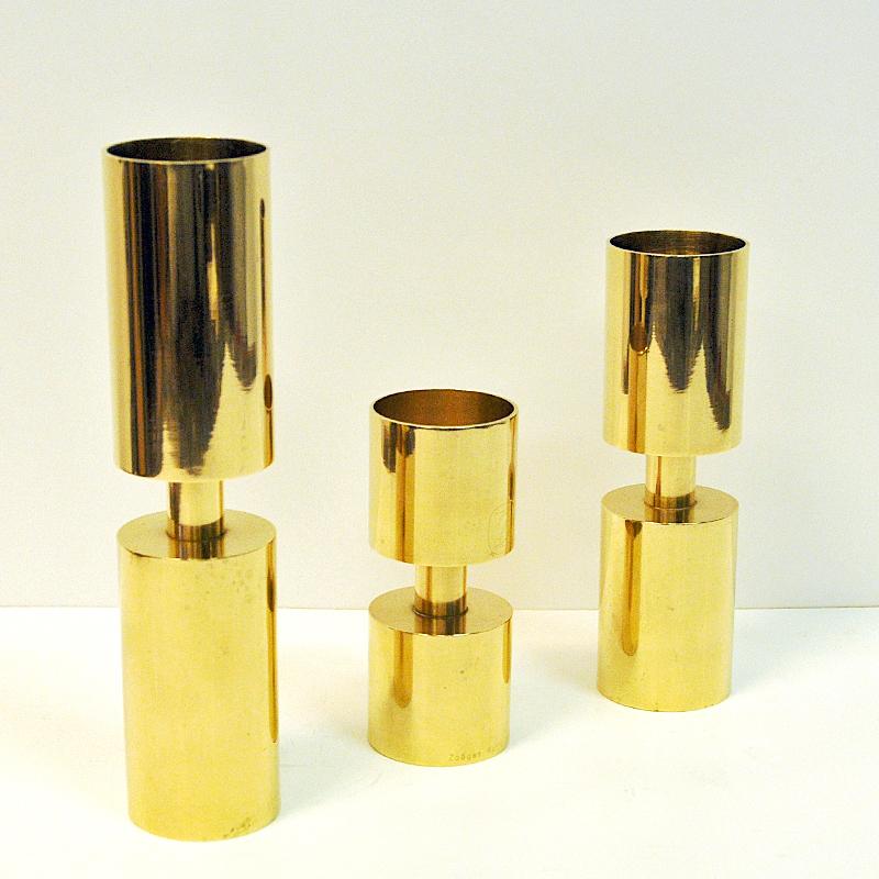 Swedish Zoégas Brass Candleholder Set of Three 1976, Sweden