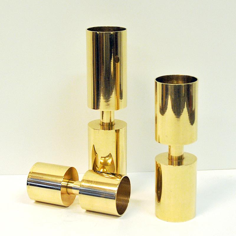 Polished Zoégas Brass Candleholder Set of Three 1976, Sweden