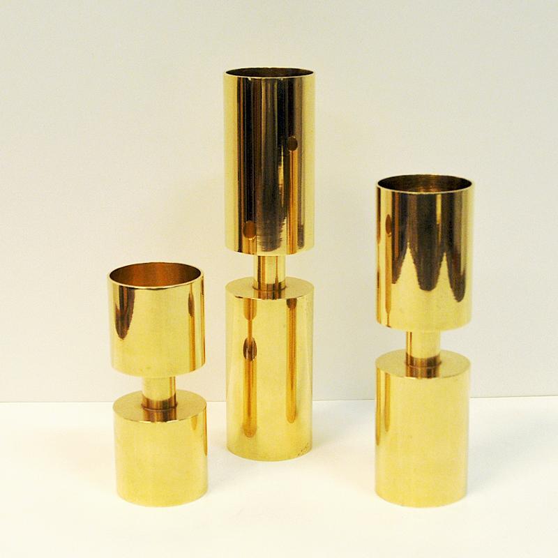 Zoégas Brass Candleholder Set of Three 1976, Sweden In Good Condition In Stockholm, SE