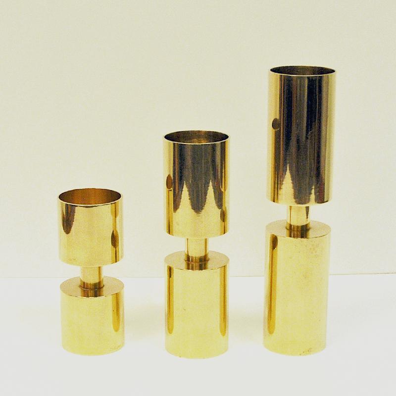 Late 20th Century Zoégas Brass Candleholder Set of Three 1976, Sweden