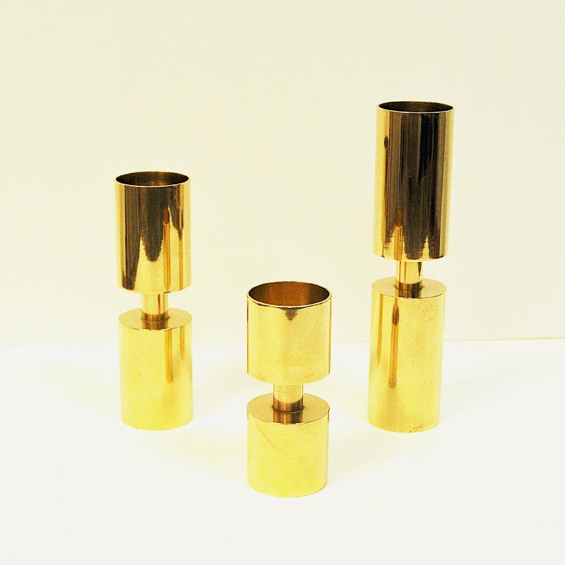 Zoégas Brass Candleholder Set of Three 1976, Sweden 1
