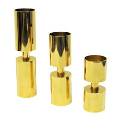 Zoégas Brass Candleholder Set of Three 1976, Sweden