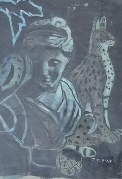 Tramonto. Disegno a tecnica mista, Bianco e nero, Artista polacco