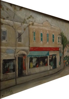 "Paris Street Corner" Oil Painting 20" x 28" inch (1968) by Zohra Efflatoun