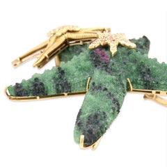 Zoisite Diamond Gold Starfish Brooch