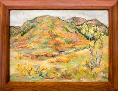 Peinture à l'huile des années 1950, paysage d'automne des montagnes du Colorado, couleurs d'automne