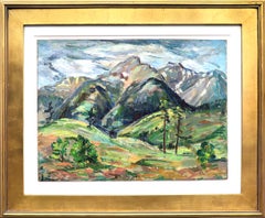Colorado Summer Mountain Landscape Painting, 1950s Modernist Oil Painting 