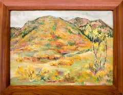 Pintura al óleo original de los años 50 Paisaje otoñal de las montañas de Colorado, Paisaje otoñal