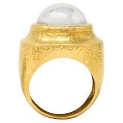 Zolatas 1980's Platinum 22 Karat Yellow Gold Hammered Dome Vintage Ring