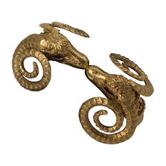 Zolotas 18 Karat Gold Two Ram Heads Bangle Bracelet