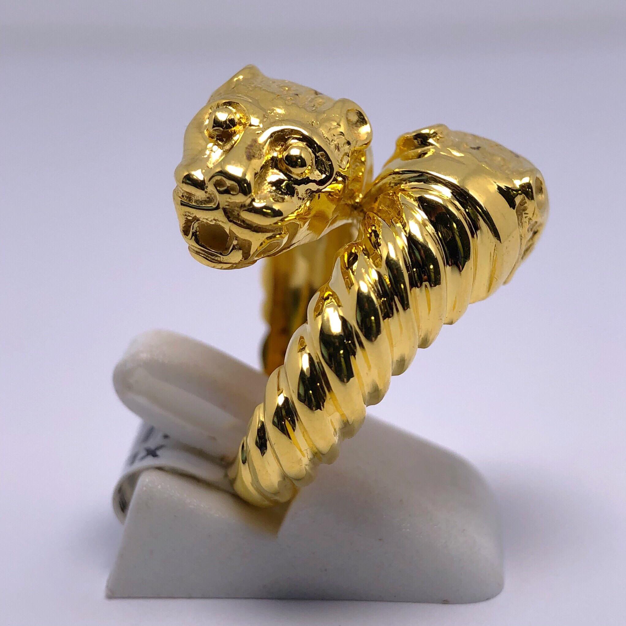 Zolotas 18 Karat Gelbgold Lions Head Crossover Ring (Neugriechisch)
