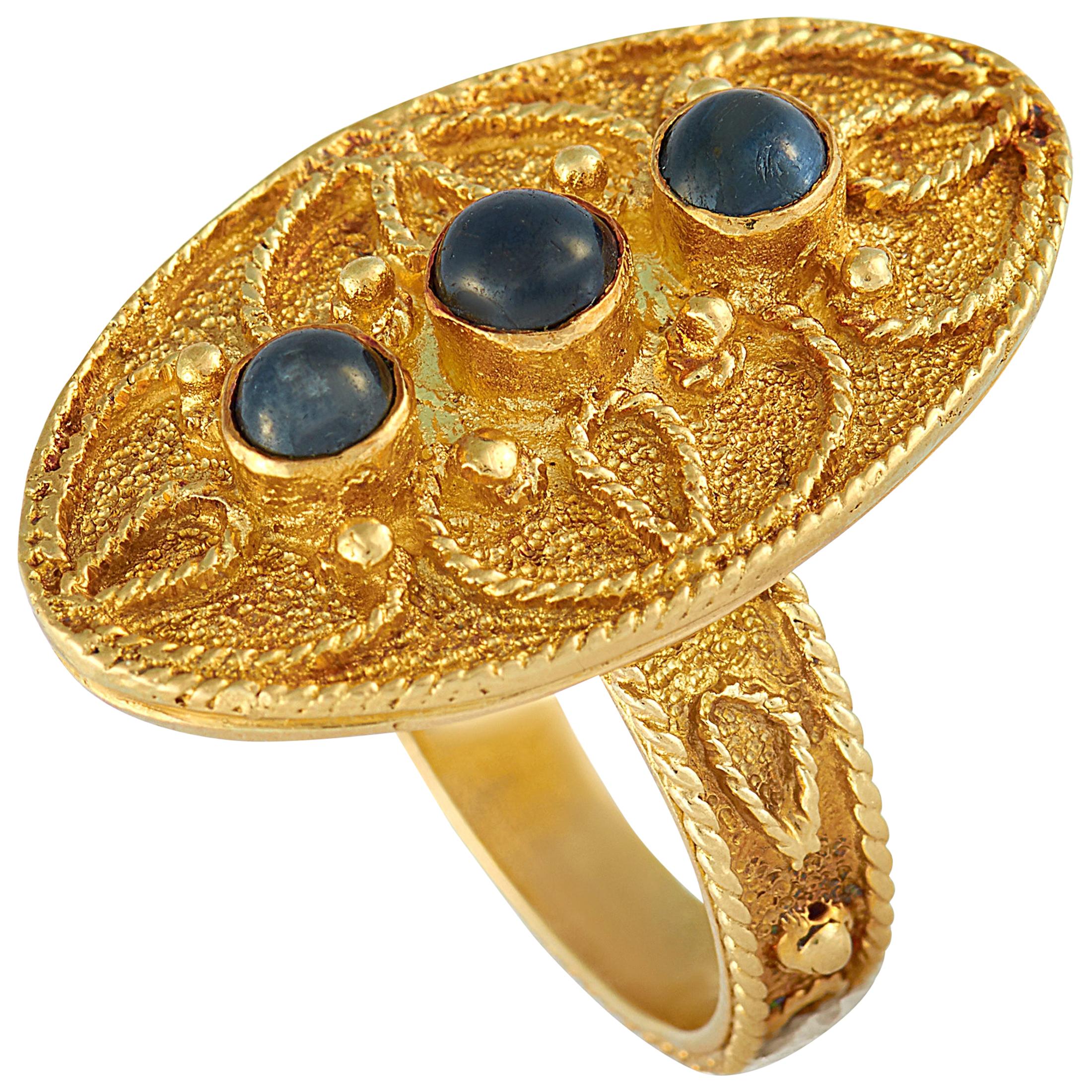 Zolotas 18 Karat Yellow Gold Sapphire Cabochon Ring