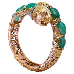 Zolotas 18k Gold Chimera Bangle Bracelet Emerald Diamond