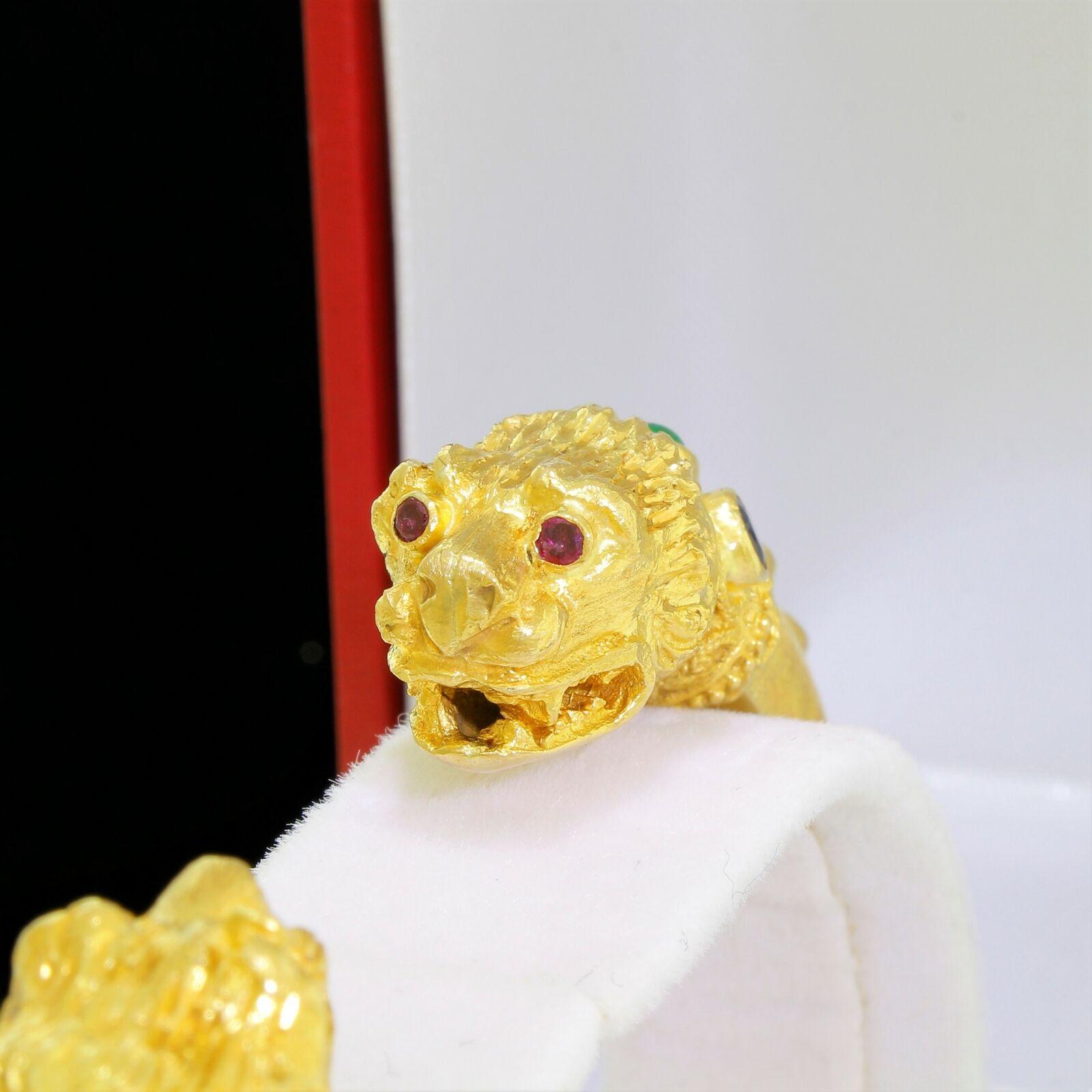 Zolotas 18 K Gold Chimera Lion Bangle Bracelet Sapphire Emerald Heritage 1969 2