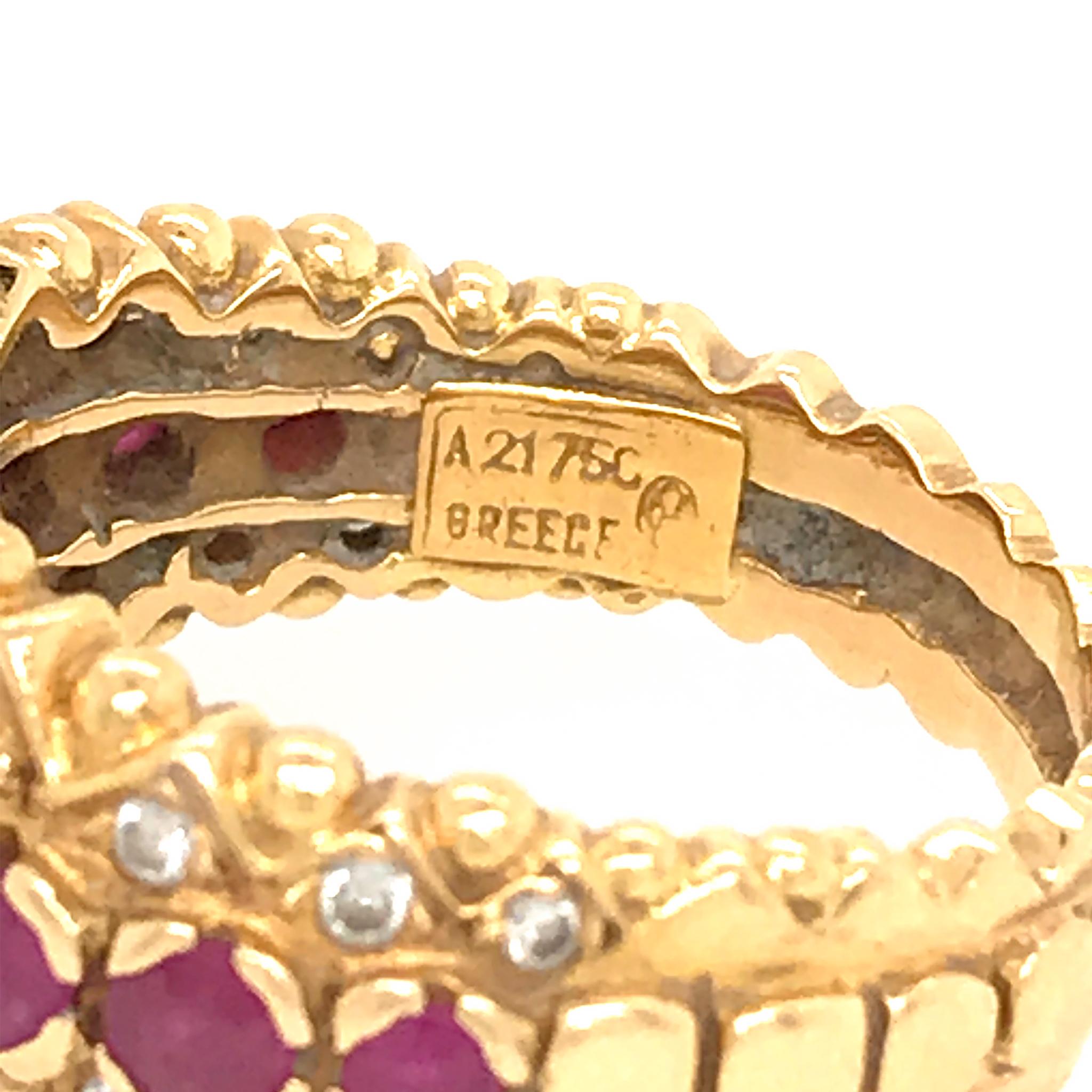 Zolotas Ring aus 18 Karat Gelbgold mit Rubin und Diamant im Zustand „Hervorragend“ im Angebot in New York, NY
