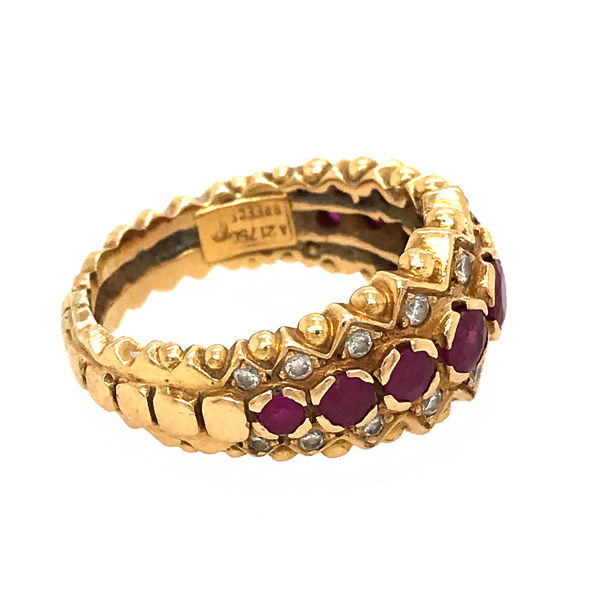 Zolotas Ring aus 18 Karat Gelbgold mit Rubin und Diamant Damen im Angebot