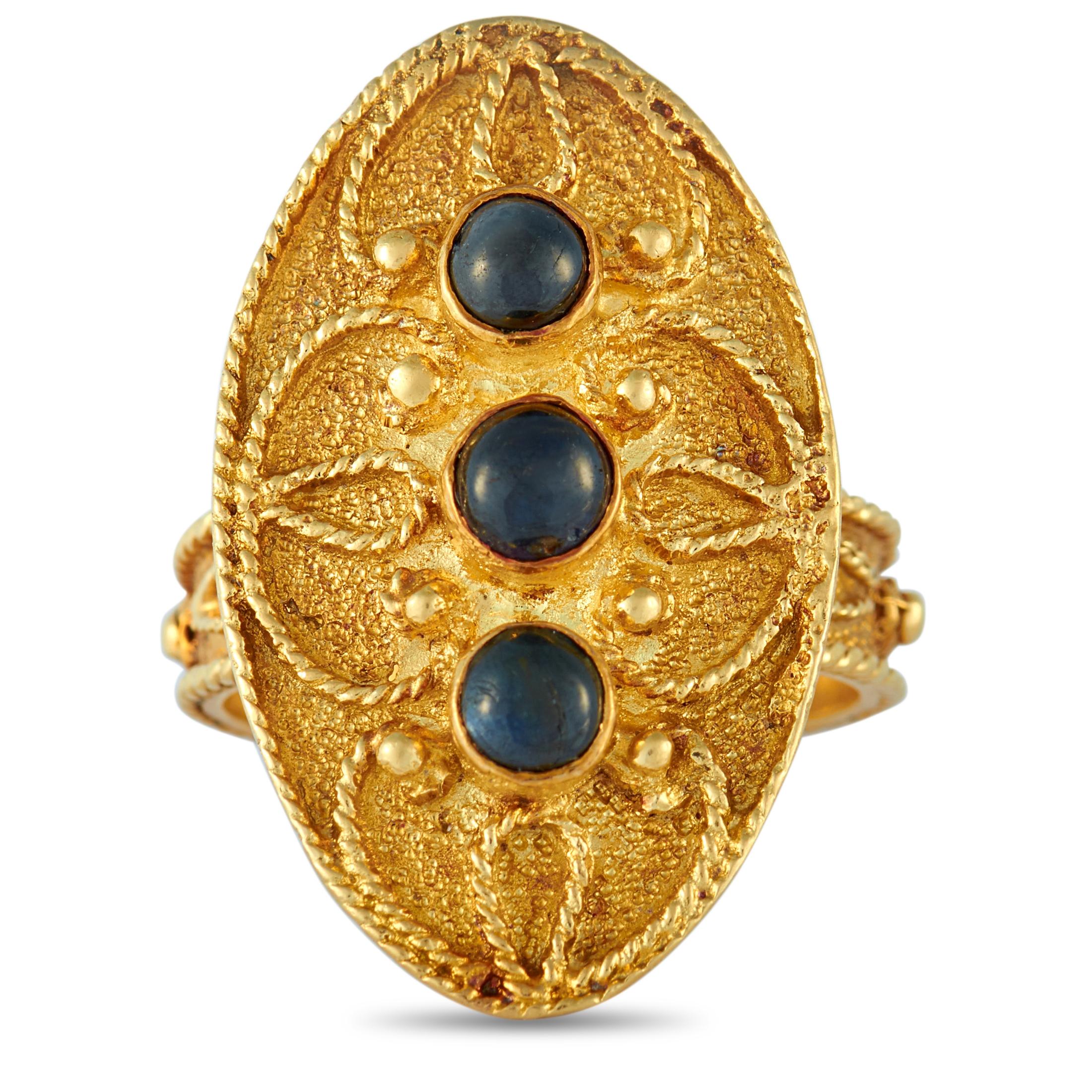 Zolotas 18 Karat Yellow Gold Sapphire Cabochon Ring In Excellent Condition In Southampton, PA