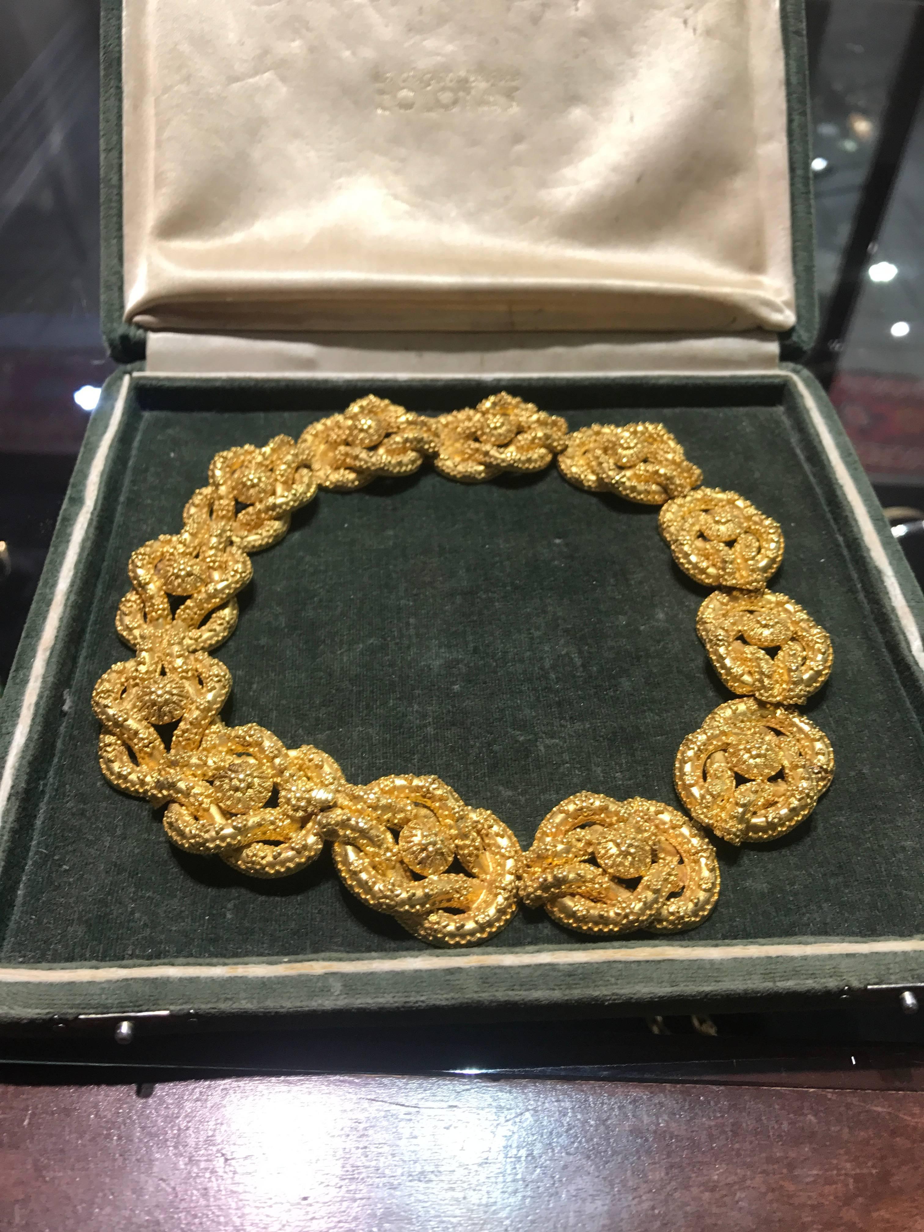 Etruscan Revival Zolotas  22 Karat Gold Handcrafted Necklace in Original Box